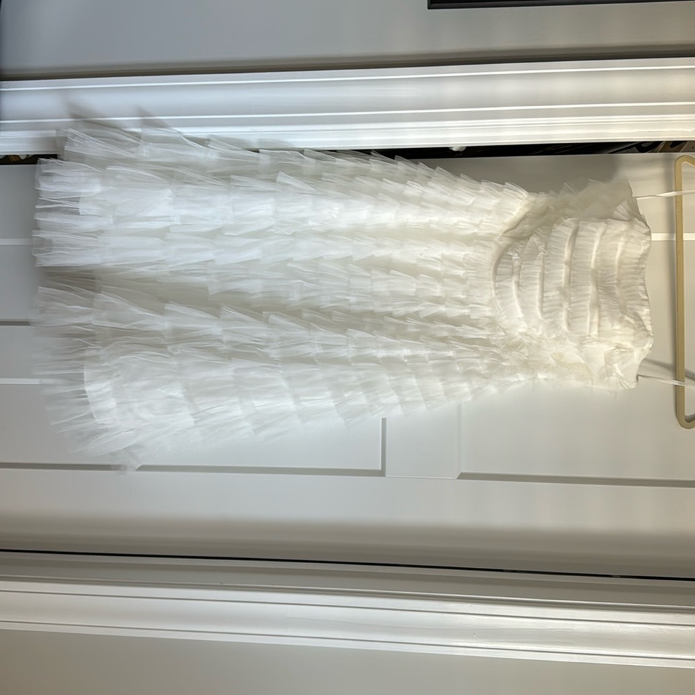 Tea Length White ruffle dress